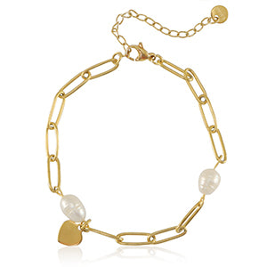 Gliederarmband mit Perle & Herz