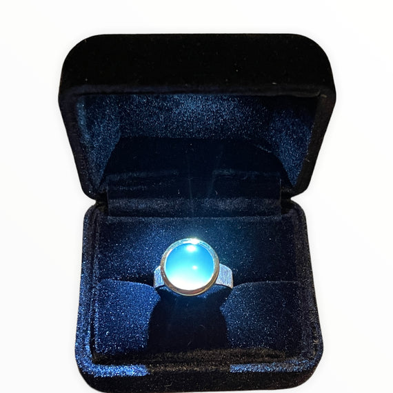 Aqua Chalcedon Ring - Edelstein und in den GR 56-62 erhältlich.