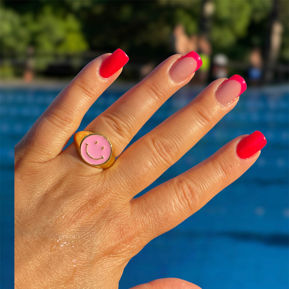 Trendy Smiley Ring Emaille