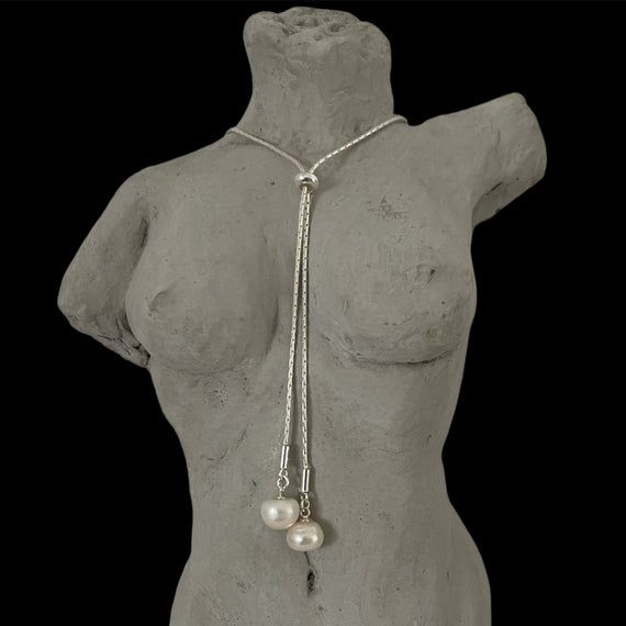 Perlentropfen Halskette - 925 Silber