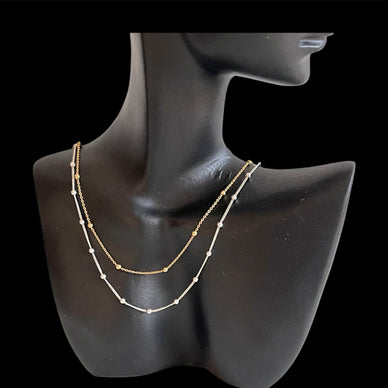 Kugelkette Halskette 925 Silber und 18K vergoldet