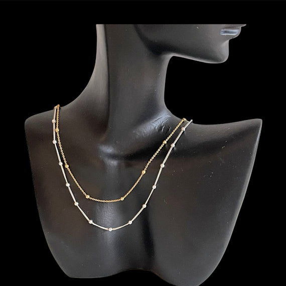Kugelkette Halskette 925 Silber und 18K vergoldet